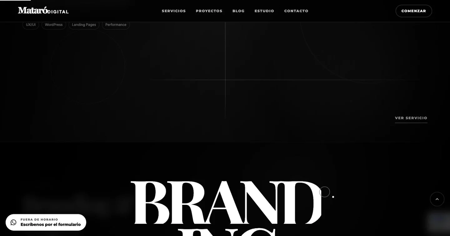 Sección de la web de Mataró Digital con la palabra Branding a gran tamaño