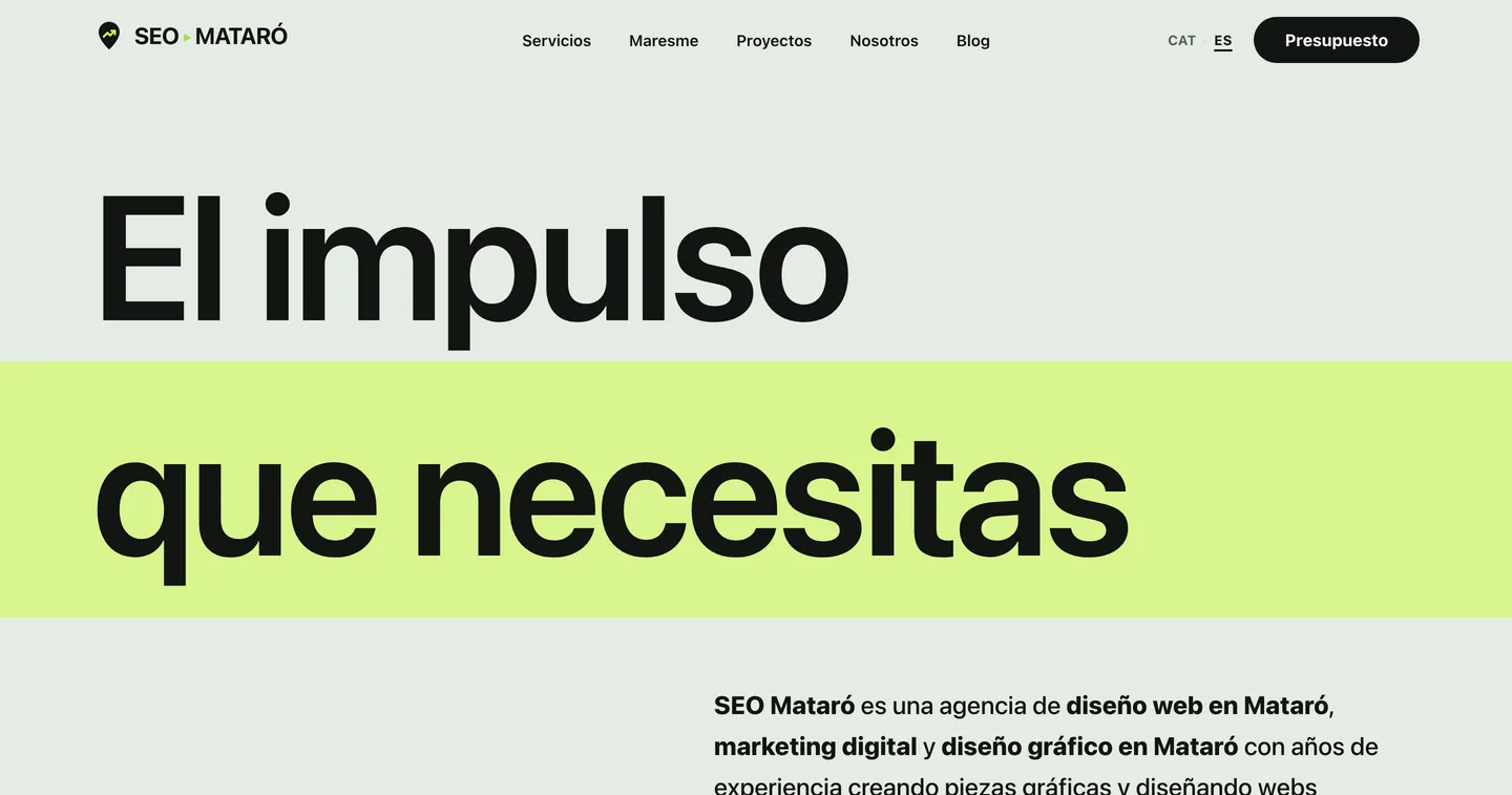 Portada de seomataro.es con el titular El impulso que necesitas